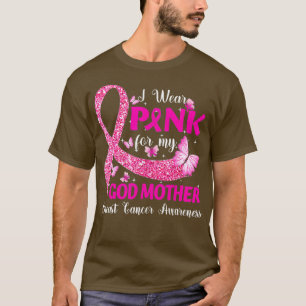 T-shirt Je Porte Le Rose Pour Ma Godmère Pink Ribbon Breas