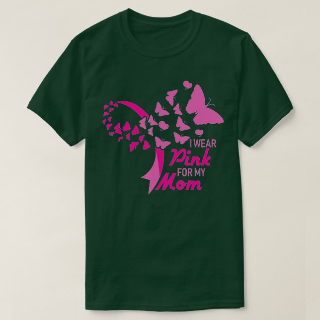 T-shirt Je porte le rose pour ma maman Soutien de sensibil (Design devant)