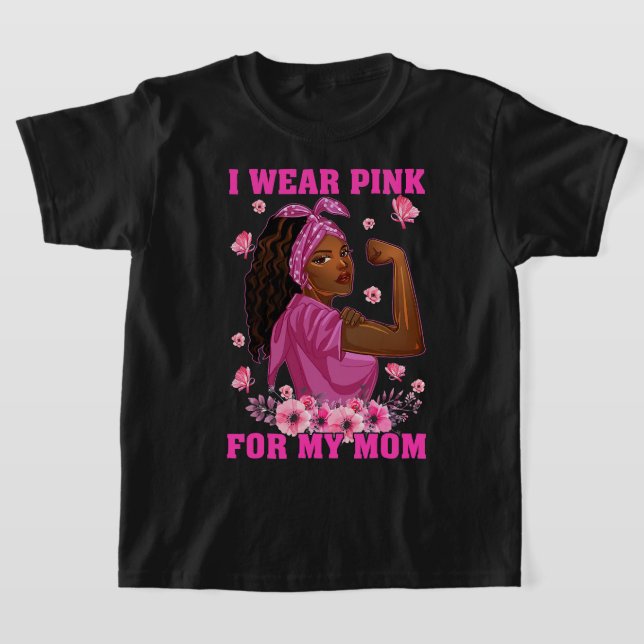 T-shirt Je Porte Le Rose Pour Ma Mère Conscience Du Cancer (Poser)