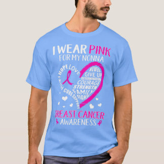 T-shirt Je Porte Le Rose Pour Ma Nonna Cute Ribbon Cancer 