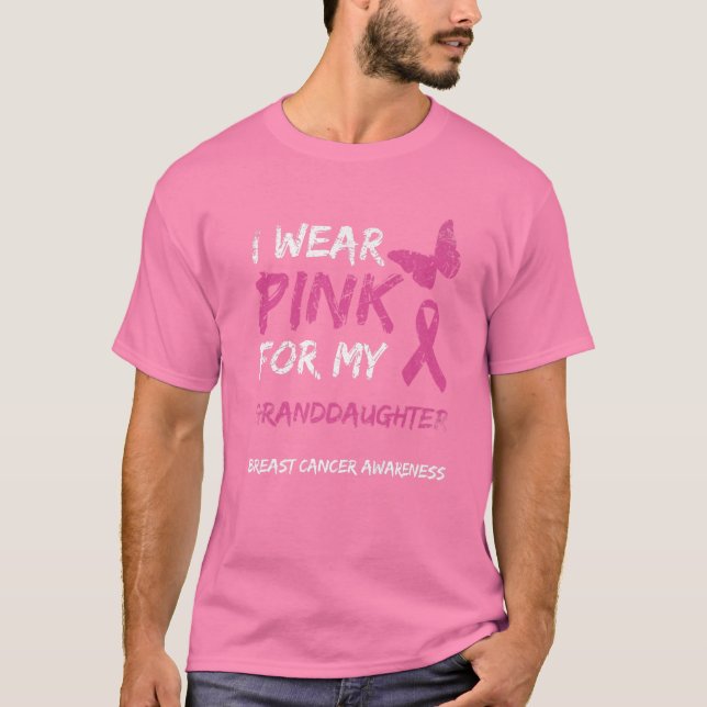 T-shirt Je Porte Le Rose Pour Ma Petite-Fille Cancer Du Se (Devant)