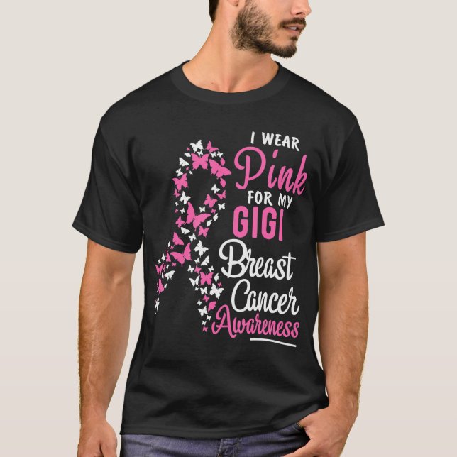T-shirt Je Porte Le Rose Pour Ma Sensibilisation Au Cancer (Devant)