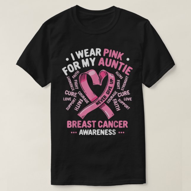 T-shirt Je Porte Le Rose Pour Ma Tante Tante Cancer Du Sei (Design devant)
