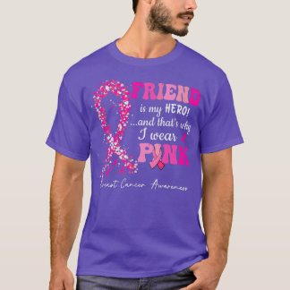 T-shirt Je Porte Le Rose Pour Mon Ami Pink Ribbon Cance