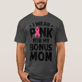 T-shirt Je Porte Le Rose Pour Mon Bonus Maman Papillon Beu