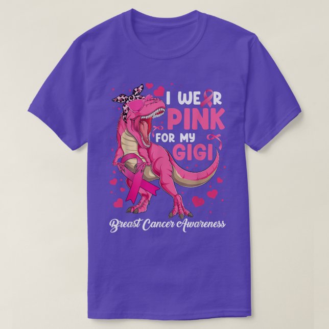 T-shirt Je porte le rose pour mon Gigi Funny Dinosaur T Re (Design devant)