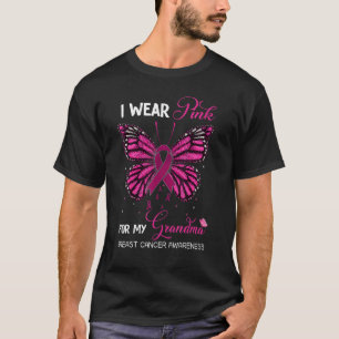 T-shirt Je Porte Le Rose Pour Mon Grand-Mère Papillon Fami