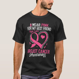 T-shirt Je Porte Le Rose Pour Mon Meilleur Ami Pink Ribbon