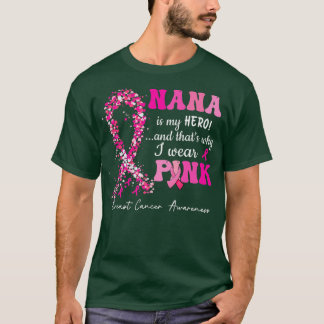 T-shirt Je Porte Le Rose Pour Mon Nana Rose Ribbon Cancer 