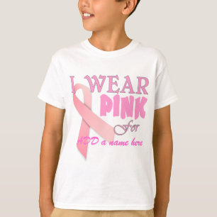T-shirt Je porte le rose pour Tempate nommé pour le cancer