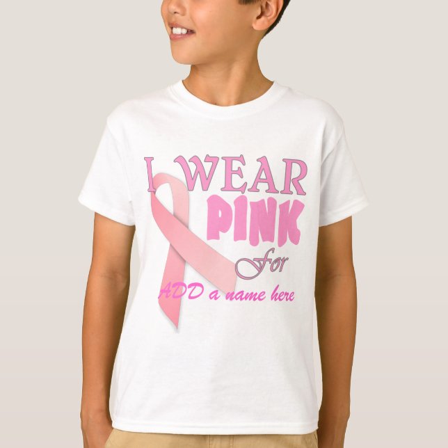T-shirt Je porte le rose pour Tempate nommé pour le cancer (Devant)