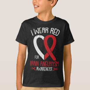 T-shirt Je Porte Le Rouge Pour L'Aneurysme Cerveau Guerrie