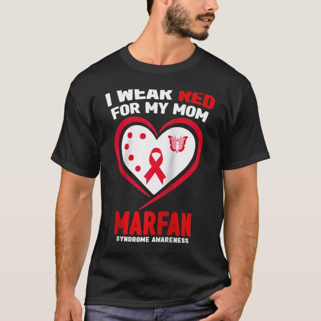 T-shirt Je porte le rouge pour ma maman Marfan syndrome (Devant)