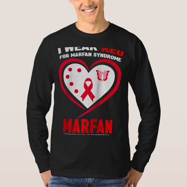 T-shirt Je porte le rouge pour Marfan syndrome Sensibilisa (Devant)