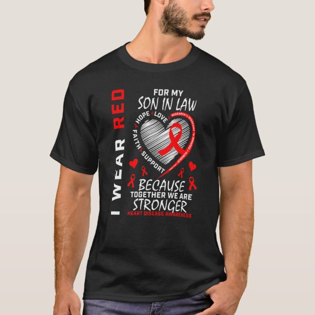 T-shirt Je Porte Le Rouge Pour Mon Fils En Droit, Maladie  (Devant)