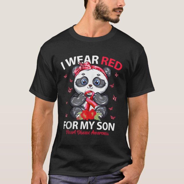 T-shirt Je Porte Le Rouge Pour Mon Fils Il Maladie Panda (Devant)