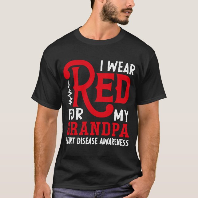T-shirt Je Porte Le Rouge Pour Mon Grand-Père, La Maladie  (Devant)