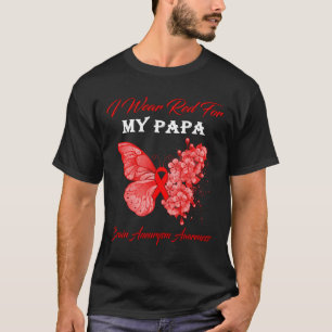 T-shirt Je Porte Le Rouge Pour Mon Papa Cerveau Aneurysme