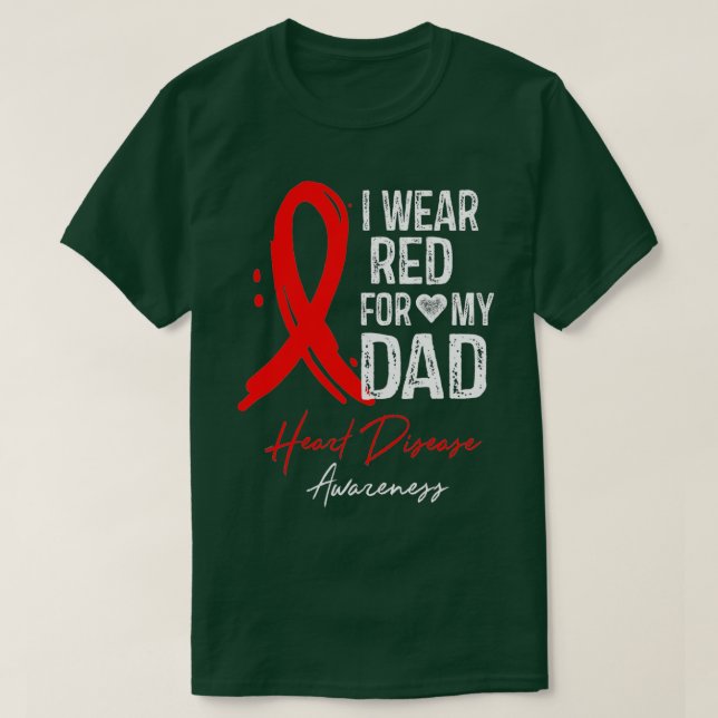 T-shirt Je Porte Le Rouge Pour Mon Père Maladie Cardiaque  (Design devant)