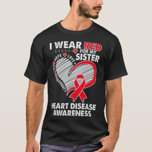 T-shirt Je Porte Le Rouge Pour Soeur Maladie Cardiaque Sen