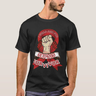 T-shirt Je Porte Le Rouge Pour Survivant De Sepsis, Surviv
