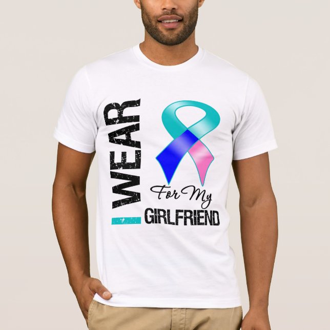 T-shirt Je porte le ruban de cancer de la thyroïde pour (Devant)