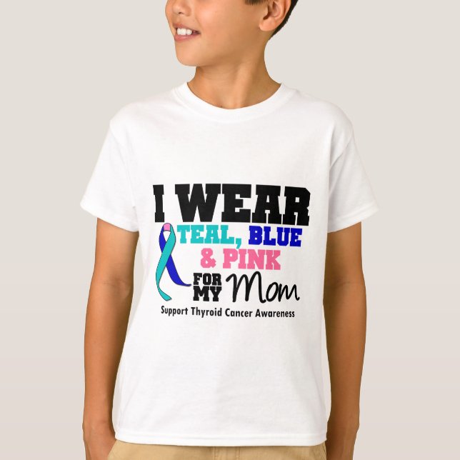 T-shirt Je porte le ruban de cancer de la thyroïde pour ma (Devant)