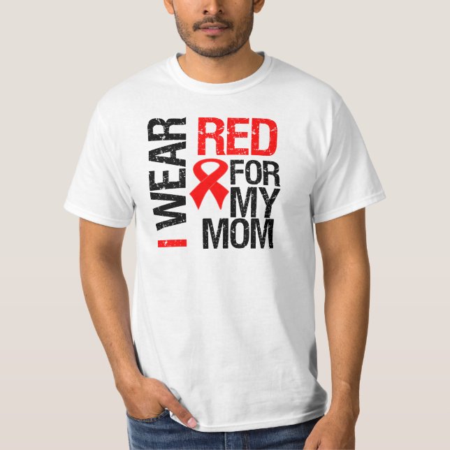 T-shirt Je porte le ruban rouge pour ma maman (Devant)