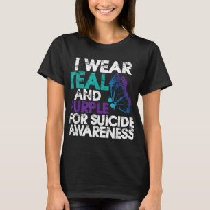 T-shirt Je porte le sarcelle et le violet pour soutenir la