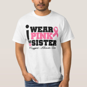 T-shirt Je porte le soutien rose de ruban de ma soeur