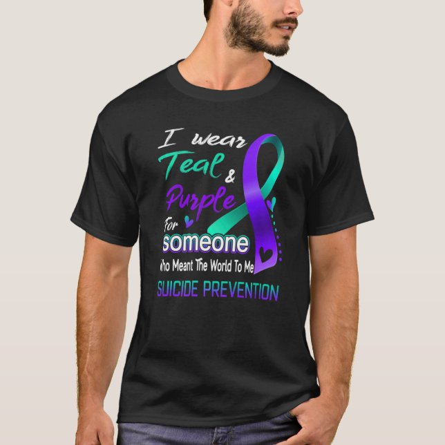 T-shirt Je porte le Turquoise et le violet pour quelqu'un  (Devant)
