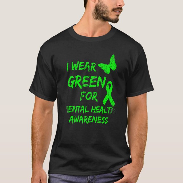 T-shirt Je Porte Le Vert Pour Le Mois De Sensibilisation À (Devant)