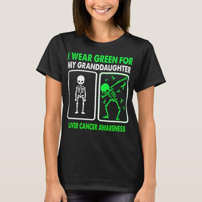 T-shirt Je Porte Le Vert Pour Mon Grand-Fille CANCER DU FO (Devant)