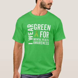 T-shirt Je porte le vert Sensibilisation à la santé ment