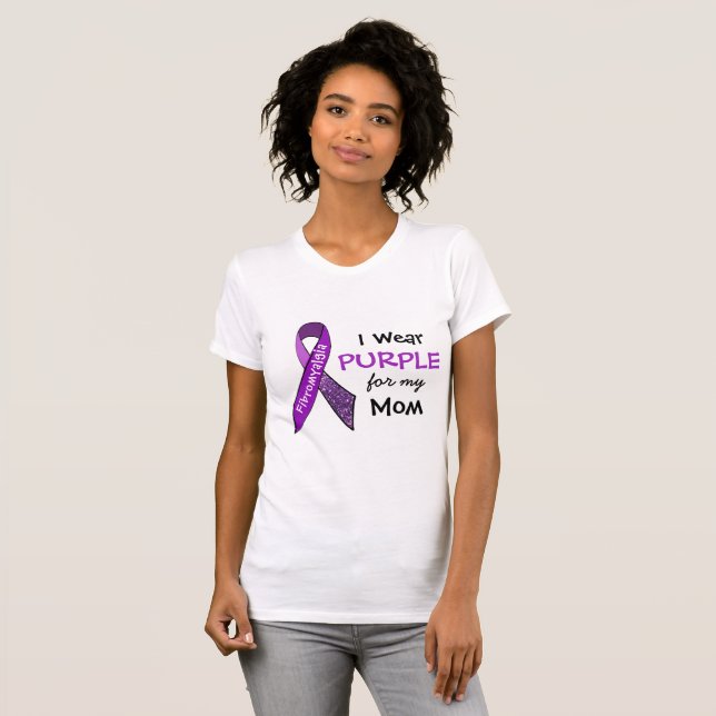 T-shirt Je porte le violet e pour ma maman Chemise Fibromy (Devant entier)