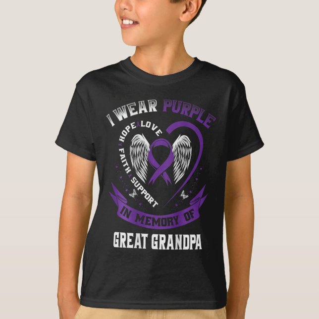 T-shirt Je Porte Le Violet En Mémoire De Grand-Père Pancre (Devant)