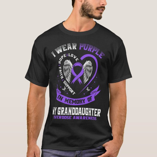 T-shirt Je porte le violet en mémoire de l'overdose de gra (Devant)