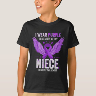 T-shirt Je Porte Le Violet En Mémoire De Ma Nièce Surdose 