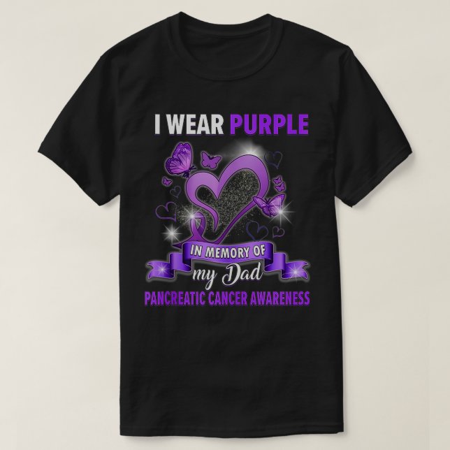 T-shirt Je Porte Le Violet En Mémoire De Papa Cancer Pancr (Design devant)