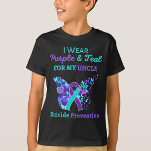 T-shirt Je Porte Le Violet Et Turquoise Pour Mon Oncle Sui