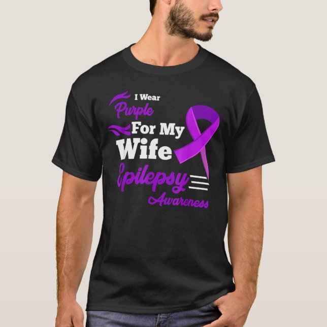 T-shirt Je Porte Le Violet Pour Ma Femme Sensibiliser À L' (Devant)
