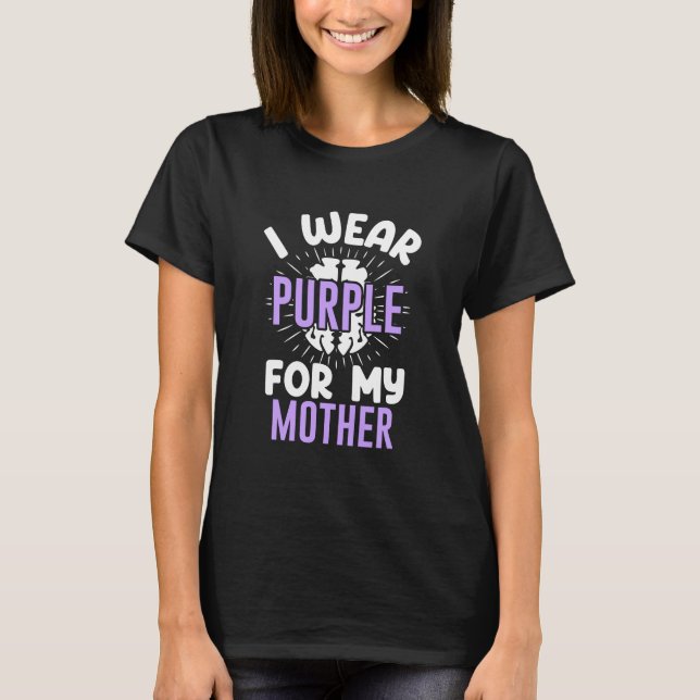 T-shirt Je porte le violet pour ma mère Alzheimer Sensibil (Devant)