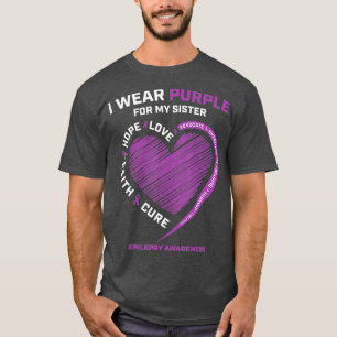 T-shirt Je Porte Le Violet Pour Ma Soeur Sensibilisation 