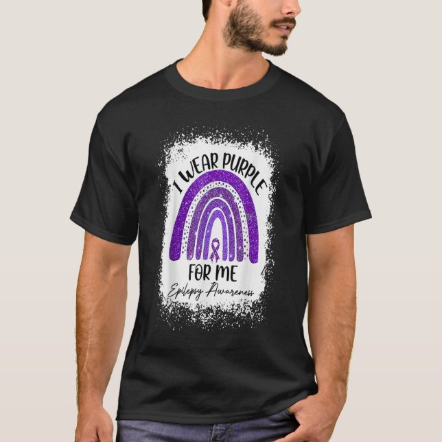 T-shirt Je Porte Le Violet Pour Moi, Rainbow Epilepsie Sen (Devant)