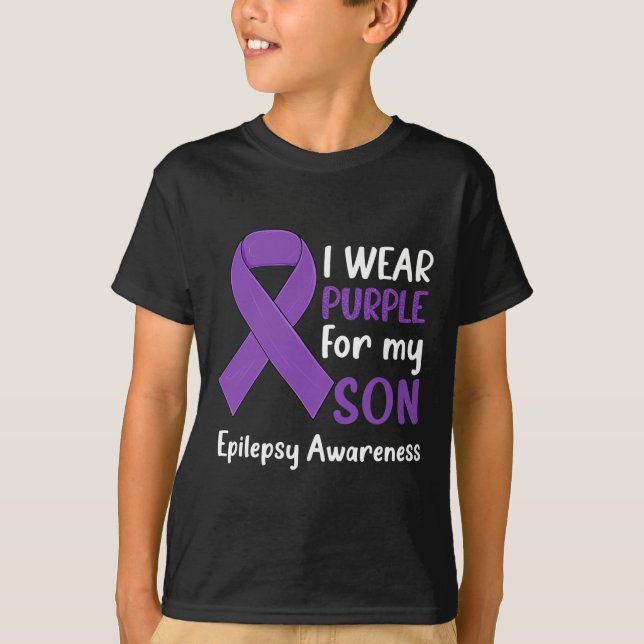 T-shirt Je porte le violet pour mon fils Epilepsie sensibi (Devant)