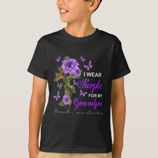 T-shirt Je porte le violet pour mon grand-père cancer panc