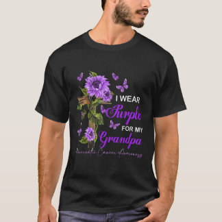 T-shirt Je porte le violet pour mon grand-père cancer panc