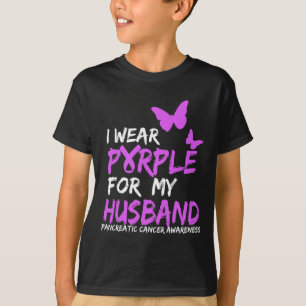 T-shirt Je Porte Le Violet Pour Mon Mari Cancer Pancréatiq