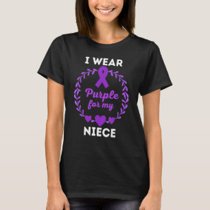 T-shirt Je porte le violet pour mon Mois de sensibilisatio