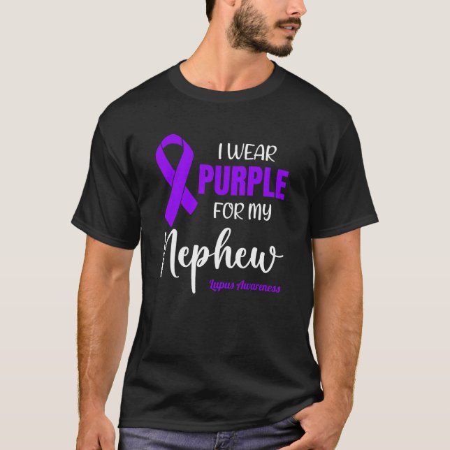 T-shirt Je porte le violet pour mon neveu pour la sensibil (Devant)